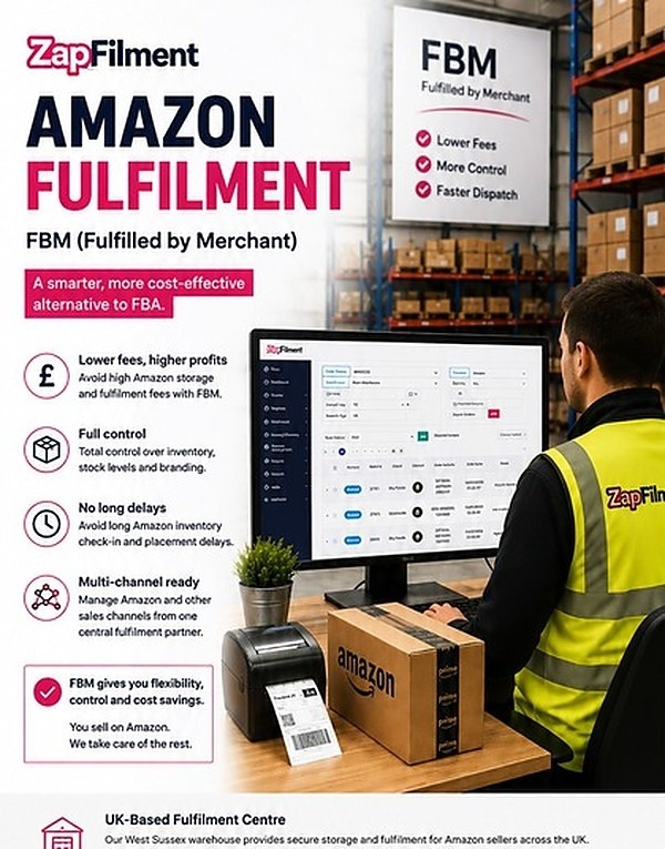 Amazon FBM fulfilment UK with lower fees, inventory control and automated order processing